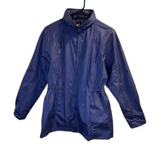 Bold Spirit Outerwear Full Zip Hooded Windbreaker Rain Coat Blue Size Small